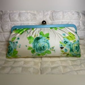 Banana republic blue rose print silk clutch. Brand new.